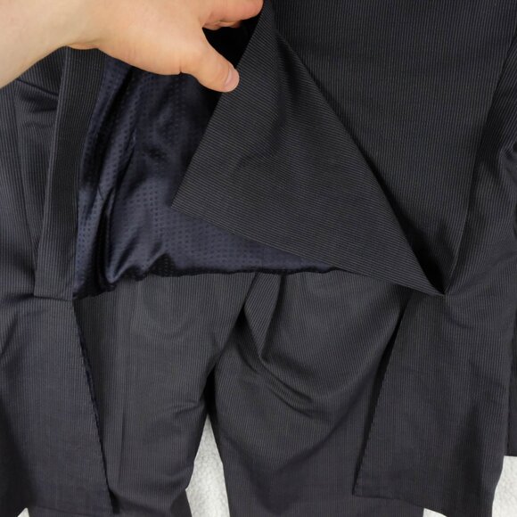 Lab Pal Zileri Suit Mens 54 44 36X32 Black Pin Striped Two Button Vented Wool - Picture 6 of 14